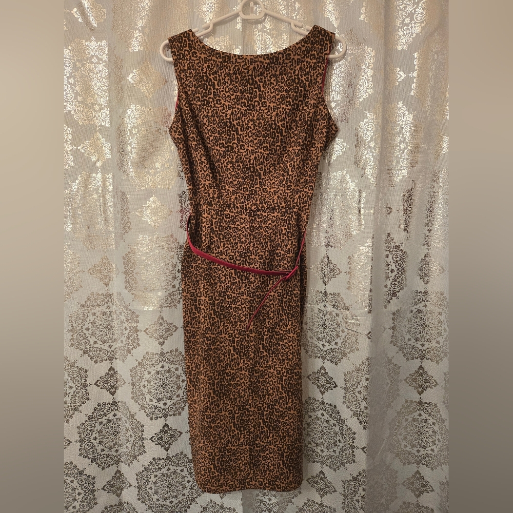 Bettie Page Leopard Print Midi Dress, Size L